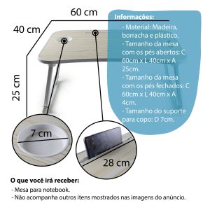 MESA SUPORTE PARA NOTBOOK BEGE COM GAVETA - Image 5