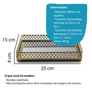 BANDEJA RETANGULAR DOURADA - Image 6