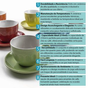 JOGO DE XÍCARAS COM PIRES - 210 ML - 6 PEÇAS - Image 5