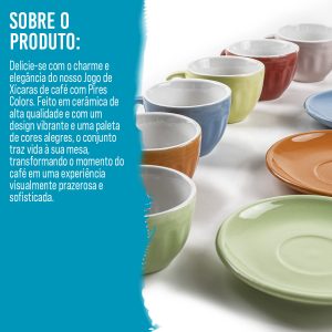 JOGO DE XÍCARAS COM PIRES - 85 ML - 6 PEÇAS - Image 6