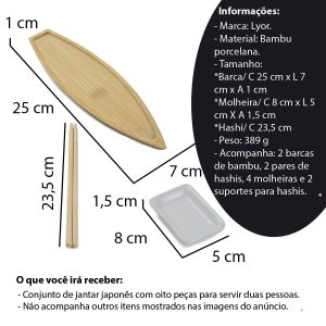 KIT JANTAR SUSHI BAMBU 8 PEÇAS - Image 3