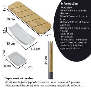 KIT JANTAR SUSHI 9 PEÇAS TÁBUA - Image 3